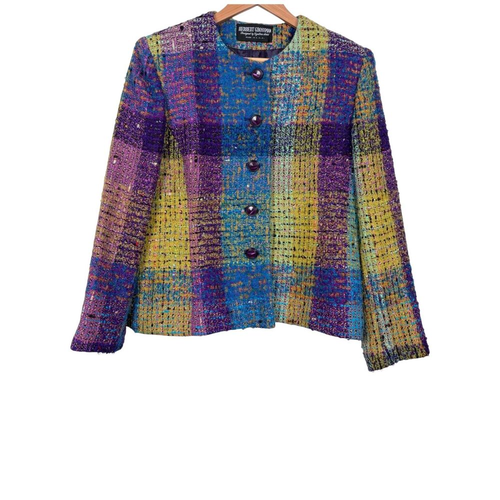 Vintage Herbert Grossman Cynthia Sobel Multicolor Tweed Blazer Size 10